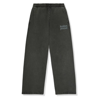 Broken Planet Basics Wide Leg Washed Soot Black Sweatpants - Soot Black XL