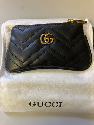 GUCCI Leather Gg Marmont Matelassé Coin Purse In Black