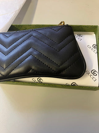 GUCCI Leather Gg Marmont Matelassé Coin Purse In Black