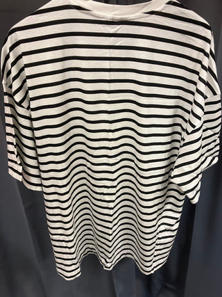 H&M divided basic black white strip top L