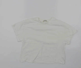 Miss Selfridge Womens white Cotton Basic T-Shirt Size 8 Round Neck