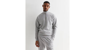 New Look Grey Marl 1/4 Zip Funnel Neck Sweatshirt S