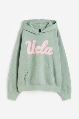 H&M Oversized printed hoodie - Green S