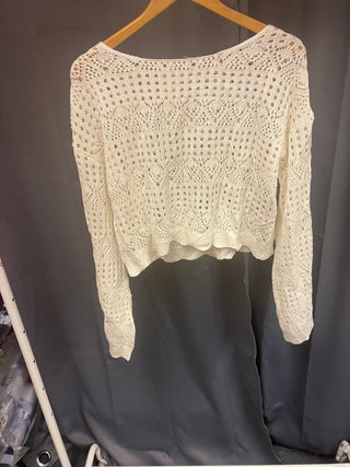 miss selfridge crochet long sleeve jumper cream L