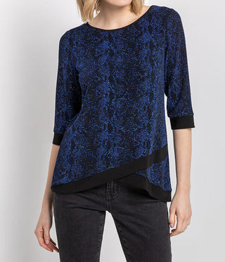 Roman Blue Shimmer Animal Print Asymmetric Top - Blue 18s