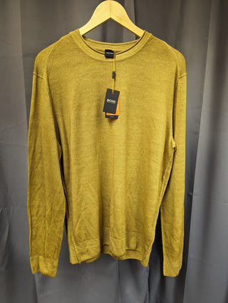 Mens Hugo Boss Beige Round Neck Knitwear Jumper Kosten - Golden brown XL