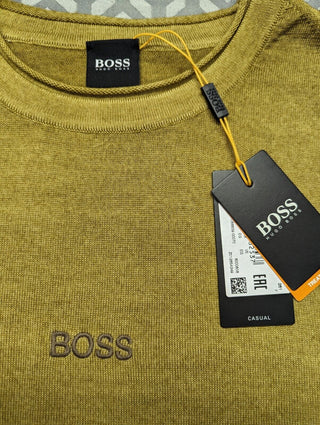 Mens Hugo Boss Beige Round Neck Knitwear Jumper Kosten - Golden brown XL