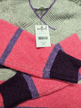 Next V neck striped jumper - Grey/Pink/Purple S