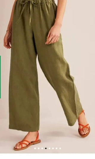 BODEN Relaxed Pull-on Linen Trousers SIZE UK10