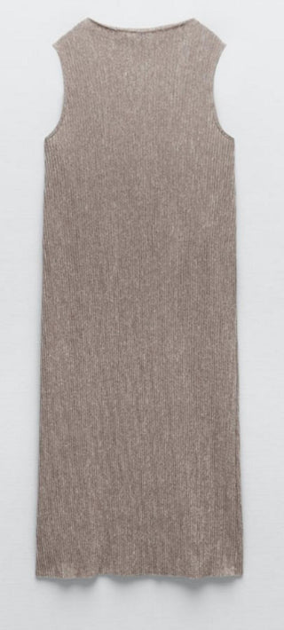 Zara SOFT-TOUCH DRESS Sleeveless midi dress with a high neck - Medium