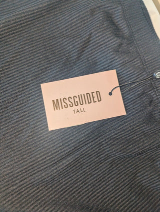 missguided tall ribbed flare black trousers UK 16