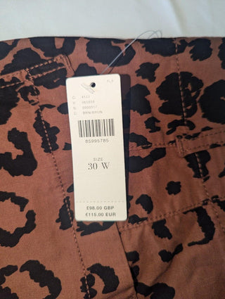 Anthropologie Dark Brown Leopard Trousers Size 30w