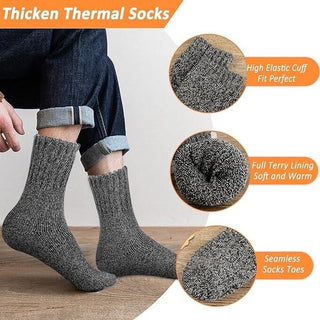 josnown Thicken Mens Socks, 5 Pairs Size 6-11