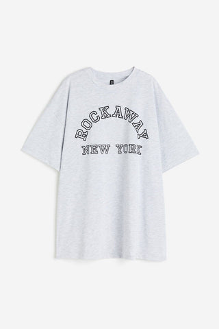 H&M Rockaway New York Oversized T Shirt Grey Size Large