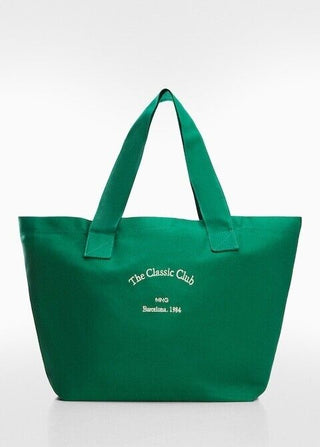 Mango Cotton shopper bag Green