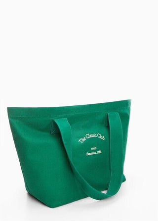 Mango Cotton shopper bag Green
