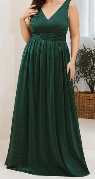 Ever Pretty Double V Neck Maxi Long Sparkly Evening Dresses for Party - UK10