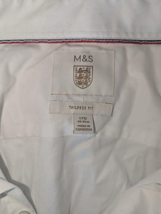 M&S White England Shirt 17.5 Neck