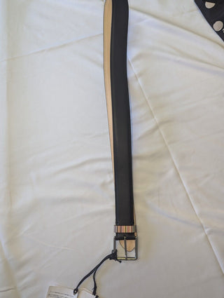 Paul Smith Black Leather Belt With 'Signature Stripe' Keeper Size 34