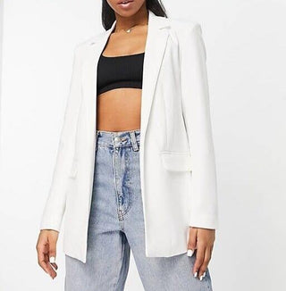 Pieces tailored oversized blazer in white Size Small