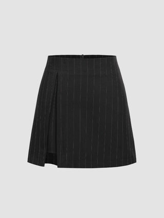 CIDER PINSTRIPE HIGH WAIST SLIT MINI SKIRT SMALL