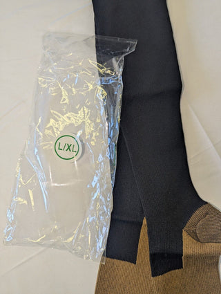 Black/Brown Compression Socks L/XL