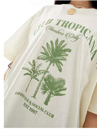 ASOS DESIGN boyfriend t-shirt club tropicana graphic cream medium