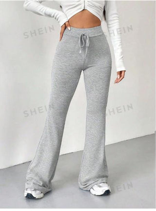 SHEIN EZwear Retro Style Grey Tie Waist Flare Leg Sweatpants Size Medium