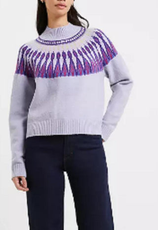 French Connection Jolee Fair Isle Cotton Blend Jumper, Cosmic Sky - Medium