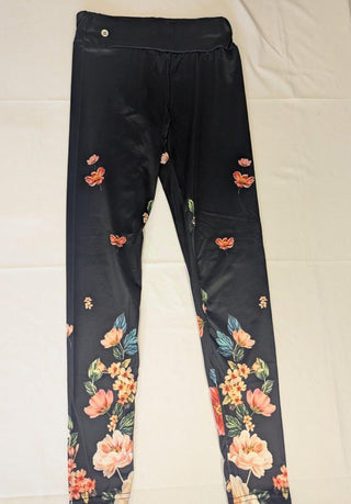 Womans Unbranded Black Floral Leggins Medium