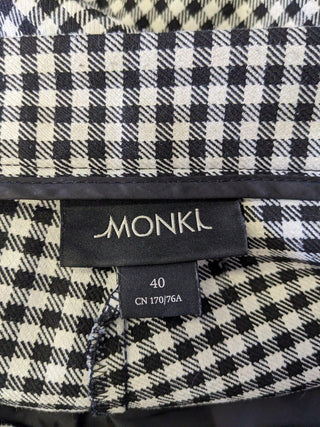 Monki Black and White Checked Trousers Size UK 40