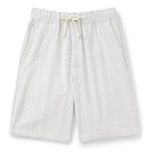 Burton London Slim Fit Fine Stripe Linen Blend Shorts - Stone XL