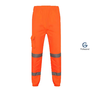 Hi Viz Vis Jogging Joggers Bottoms Safety Work Sweat Pants Fleece Trousers M