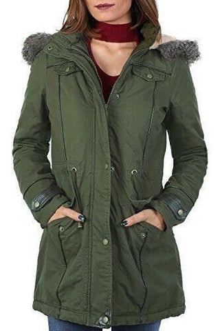 Roman PARKA Coat Khaki Faux Fur Trim Hood 18