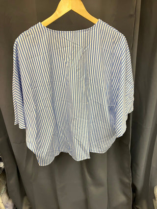 shein blue and white stripe shirt L