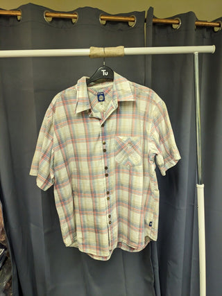 FatFace White & Multi-Colour Plaid Short Sleeve Shirt Size L