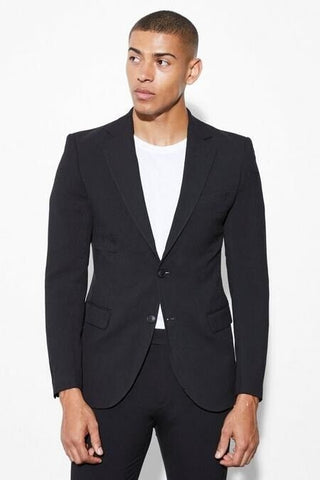 BOOHOO MAN SKINNY BLACK SINGLE BREASTED JACKET 40