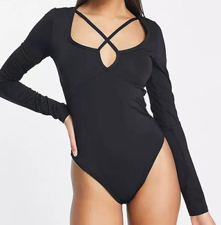 Miss Selfridge cut out bodysuit - Black uk 12