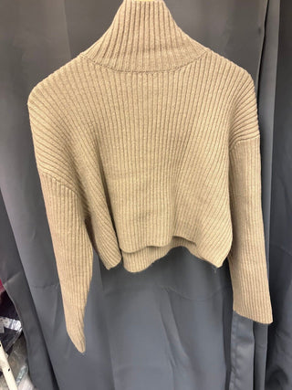 Ladies H&M Beige Turtleneck Cropped Jumper Sweater Top Size Meduim