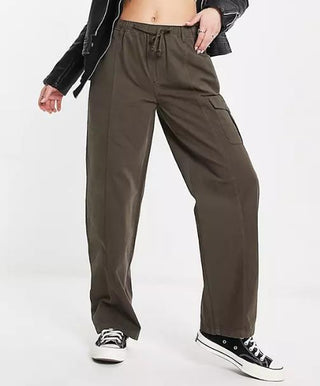 Reclaimed Vintage low rise cori cargo trouser - chocolate UK 12