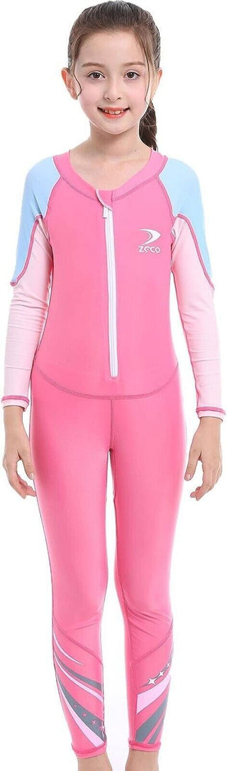 ZCCO Kids Swimsuit Full Body Long Sleeve - Pink Large