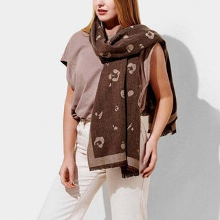 Katie Loxton Taupe Printed Blanket Scarf Leopard