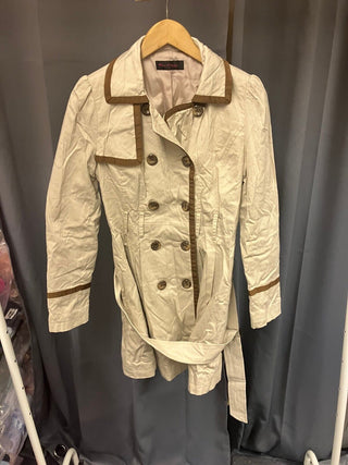 Miss Selfridge size 10 lined short trench coat, camel colour.