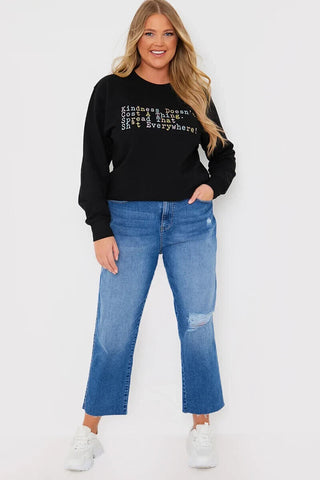 In the Style Ash Slogan Sweatshirt - Black uk 26-28