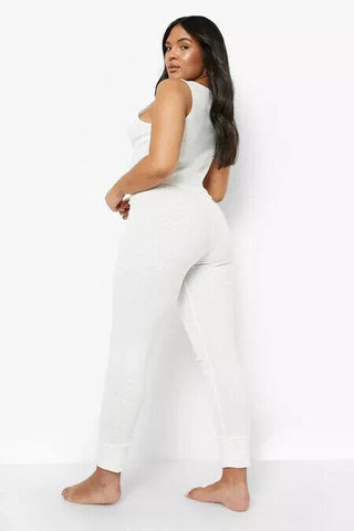 Boohoo Plus Heart Pointelle Lounge Leggings - Cream uk 18