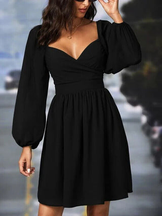 SHEIN LUNE Sweetheart Neck Lantern Sleeve Dress