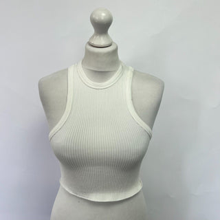 Urban Outfitters Maddie Super Cropped Racerback Vest Top. White.Large