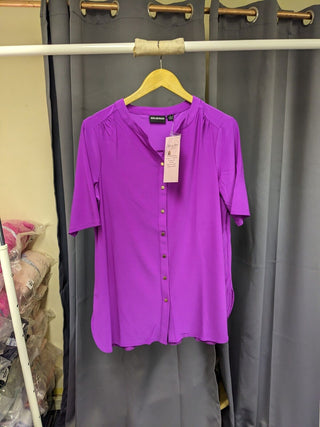 Nina Leonard Button Shirt Purple Medium