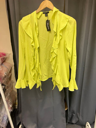 Boohoo Plus double rufle frill blouse lime 16