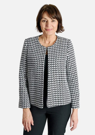 Tamsy Houndstooth Tweed Jacket - Black & White XXL